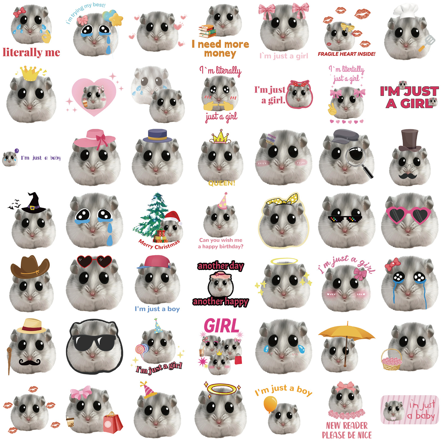 22g Weight Stickers Stationery Type 1 Set Quantity Learning Occasion PVC self-adhesive Material Hamster Pattern Cute Style 1 Set Hamster Learning PVC Self-adhesive Cute Stickers 1