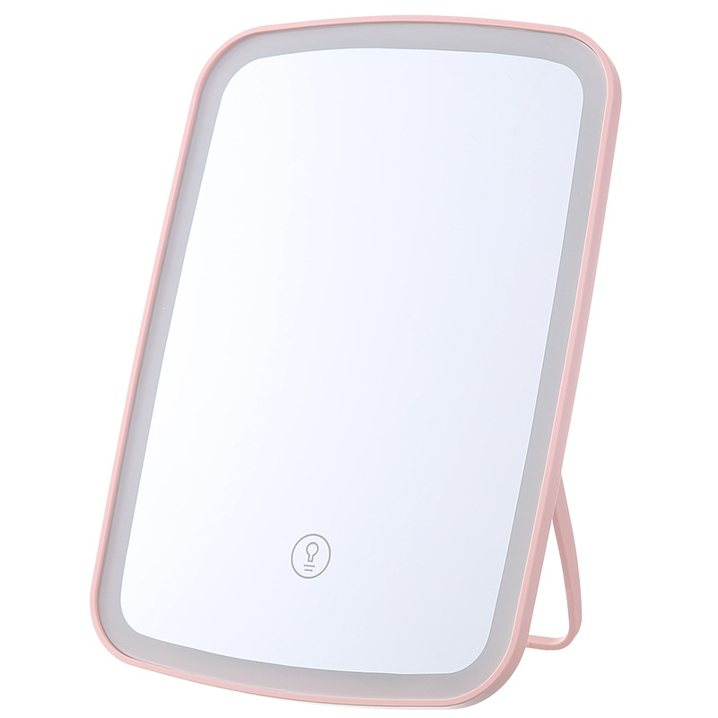 espejo de maquillaje LED con lámpara de escritorio portátil plegable recargable espejo de iluminación doméstico in viento dormitorio espejo de mesa