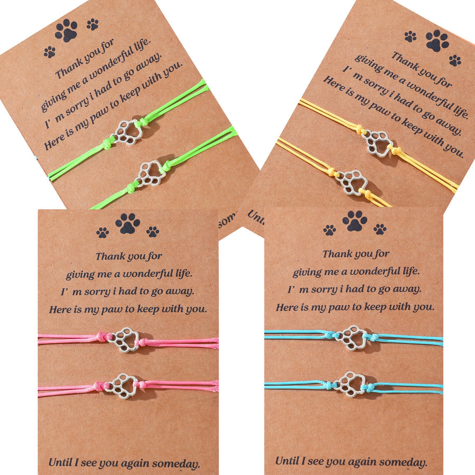 Cross-border Bracelet European and American Creative Multicolor Line Cat's Claw Imprint Hand-woven Blessing Bracelet Friendship Hand Rope in stock Batch