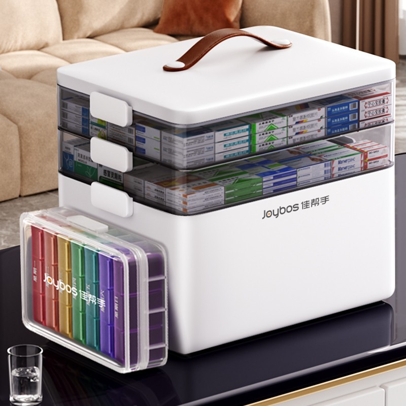 Caja médica, caja grande para almacenamiento de medicamentos, caja médica multicapa para uso doméstico, caja pequeña para clasificar medicamentos.