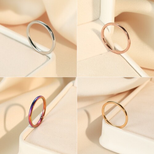 2MM Stainless Steel Plain Ring Extremely Fine Steel Color Polished Titanium Steel Ring for Women Simple Accessory to Give to Your Girlfriend