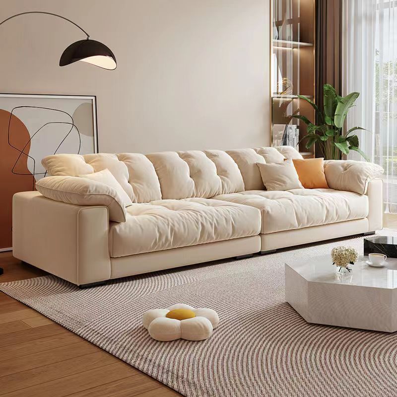 Cream Style Fabric Sofa Living Room Small Apartment Simple Modern Light Luxury Technology Cloth Straight Row Household Cloud Sofa