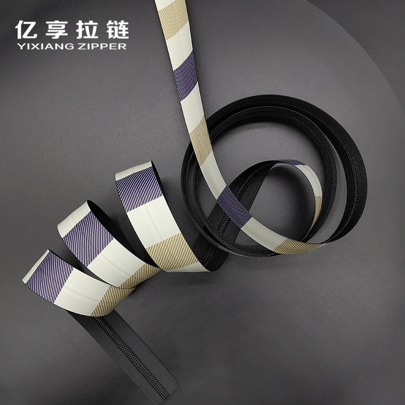防水拉链 5#码装条纹尼龙膜内印刷水密拉链 优质塑胶拉链厂家批发