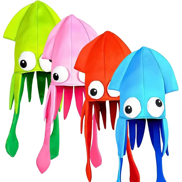 Four-Color Velvet Octopus Hat Holiday Celebration Dance Performance Props Adult Performance Props Same Style Hat for Men and Women