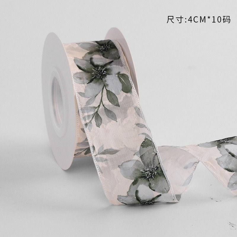 Cinta floral al por mayor 4cm borde dorado colorido ramo arco onda hilo llano cinta flor material de embalaje