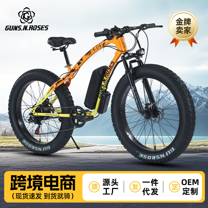 Cross-Border Exclusive Supply of 26inch Lithium Battery Snow Off-Road Fat Tire Electric Mountain Bikes E-Bikes for Export
