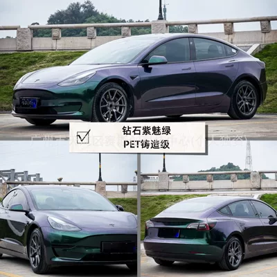 Auto Color Change Film — Tpu Color-Changing Car Film Application - diamond-purple-charm-green-152m-x-1m