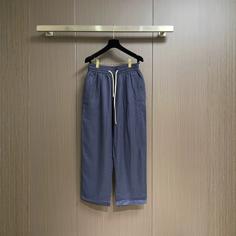 Correct Version 26 New Loose Straight-Leg Linen Navy Blue Men's Casual Pants P Brand Commuter Trousers Old Money Style