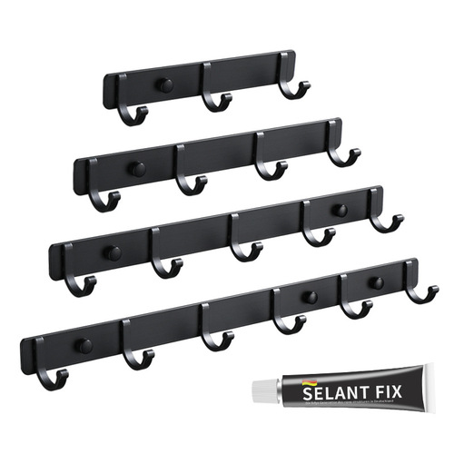 Wei Meiyijia punch-free space aluminum clothes hooks bathroom toilet wall-mounted row hooks clothes and hat hooks