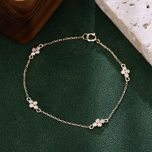 Cross-border New Four-leaf Clover Cultivation Drill K Gold Bracelet Advanced Star Bracelet Niche All-match Birthday Gift