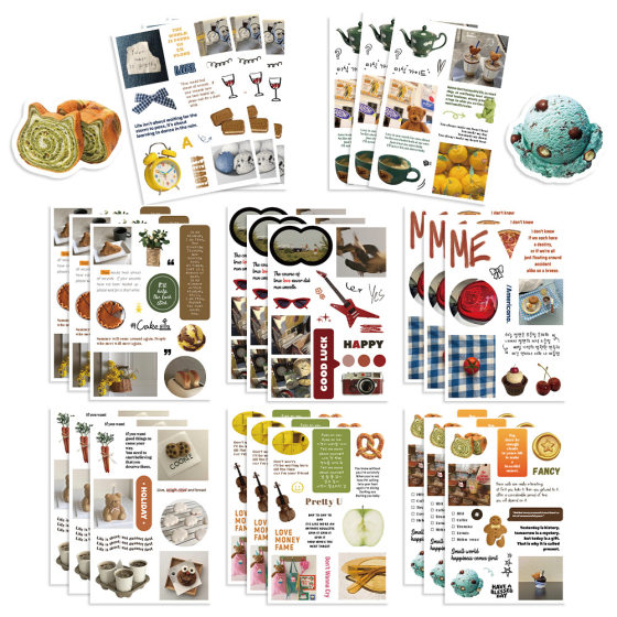 8 simple hand account material series collage INS wind decoration mobile phone case DIY hand account cup waterproof PVC sticker