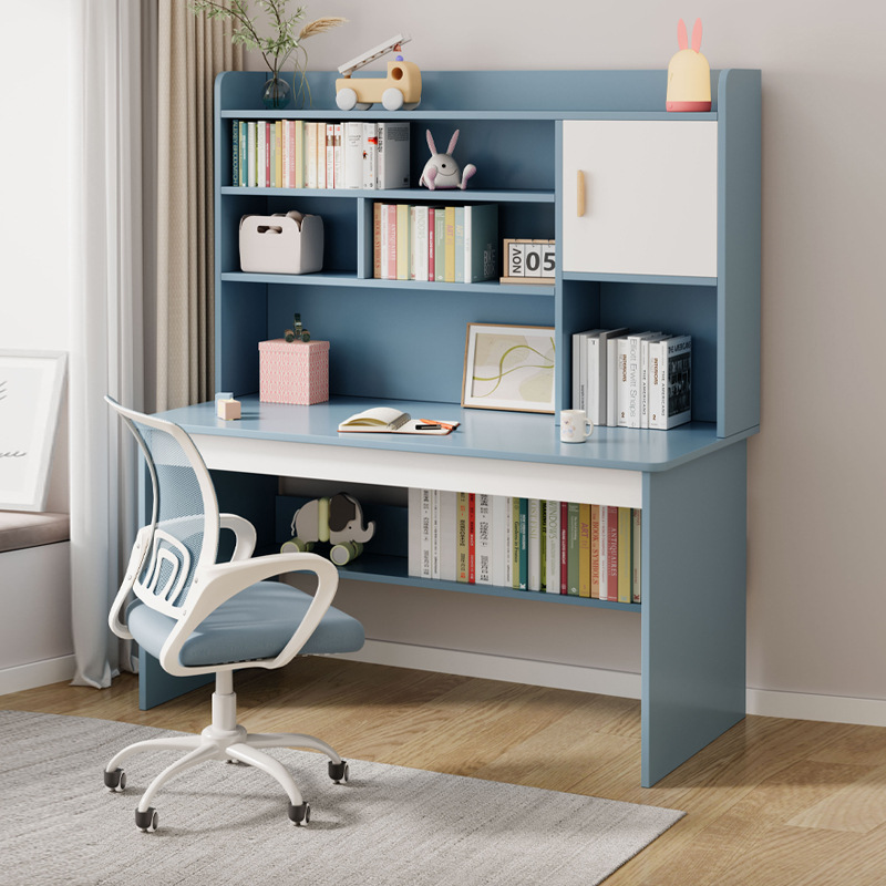 Desk Bookshelf Integrated Table Student Bedroom Learning Writing Desk suit Household Simple Computer Desk Storage Cabinet