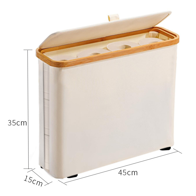 Cesta de ropa sucia transfronteriza con bolsillo interior con cubierta de bambú y madera plegable Cesta de almacenamiento de ropa sucia Cesta de ropa sucia