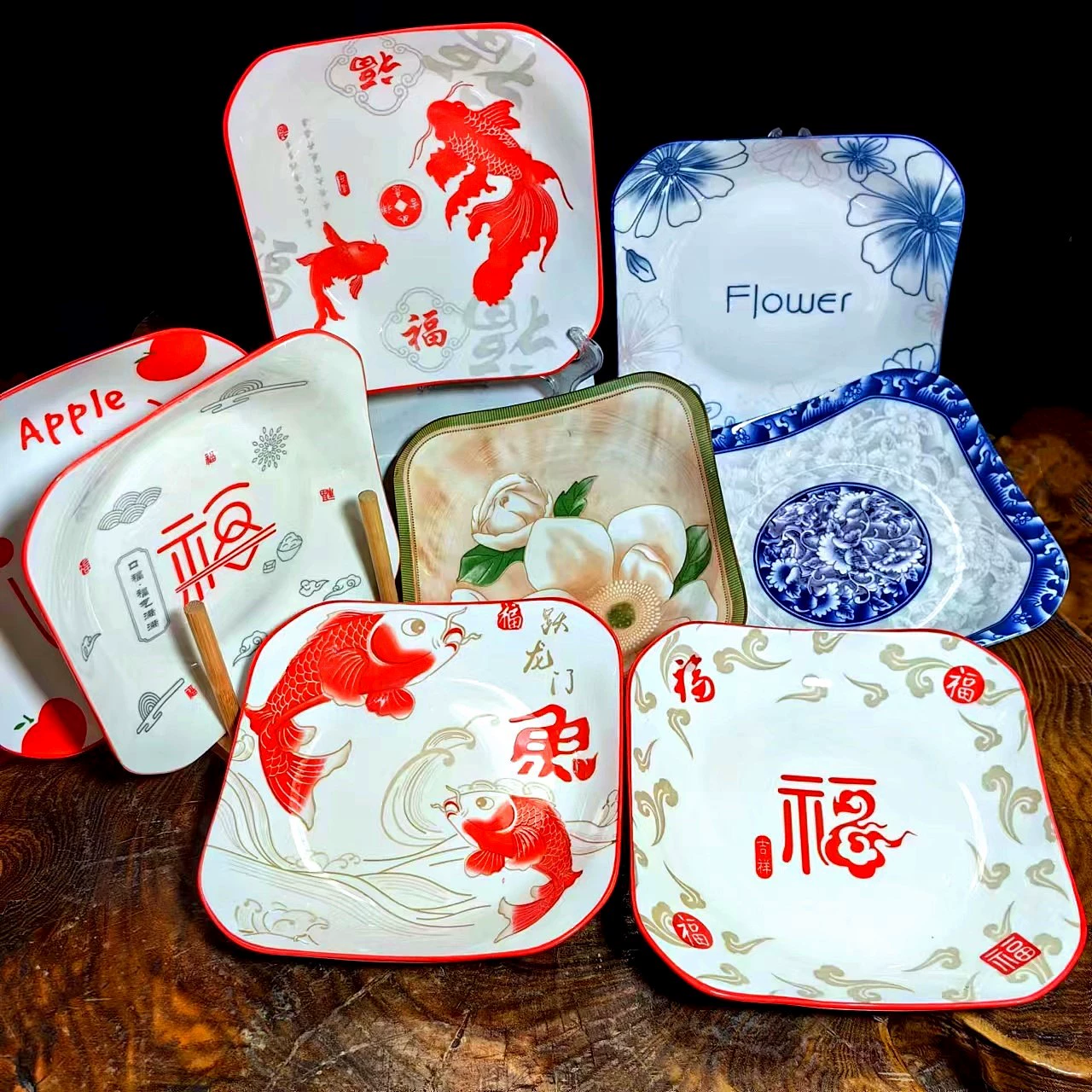 Керамические тарелки оптом для супермаркетов: квадратные тарелки 8,5 дюймов, обеденные тарелки, тарелки для закусок, маленькие суповые тарелки, посуда.