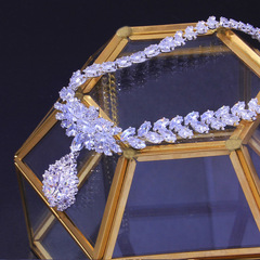 時尚手工水滴眉心墜額飾宴會婚禮配飾奢華鋯石新娘頭飾Hair band