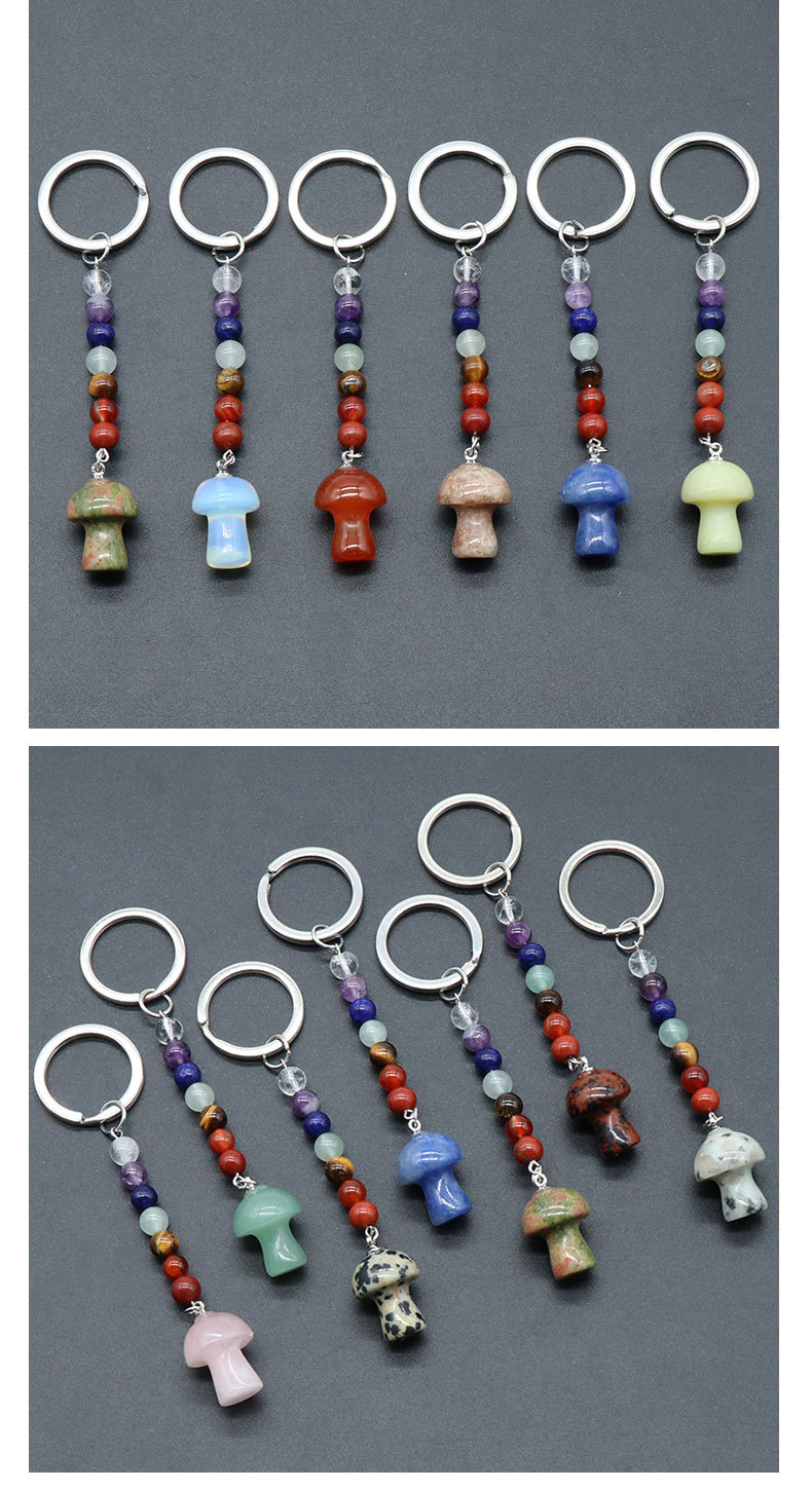 Mushroom Pattern Cute Style Cute Mushroom Natural Stone Keychain