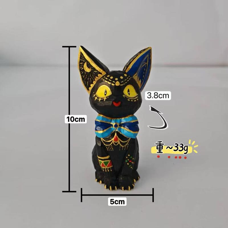 木雕吉吉猫摆件办公桌书桌电视柜茶几摆件装饰DIY白胚绘画创意|undefined