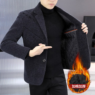 Men's cotton and thickening Suit Collar Suit 2024 Winter New Men's Middle-aged Business Casual Simple Jacket