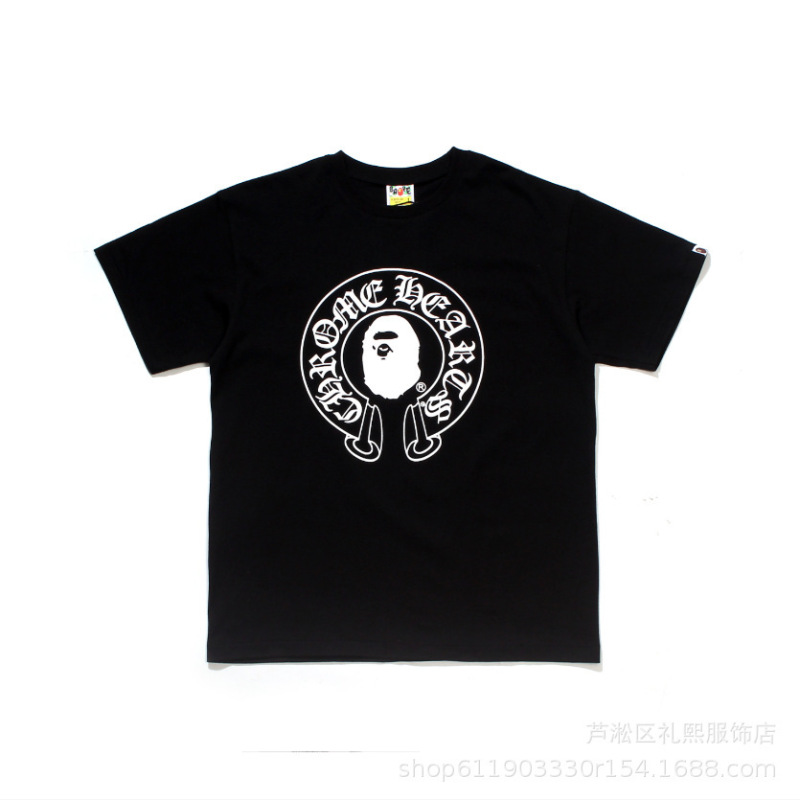 Japanese Trendy Brand Bape Ape Couple T-Shirt 260g Pure Cotton Printed Round Neck Short Sleeve Unisex T-Shirt Trendy