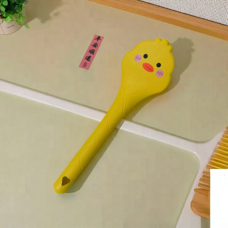 小さな黄色いアヒルの鍋洗いブラシ、鍋洗い用の創造的な漫画の鍋ブラシ、鍋を傷つけない、長いハンドルのキッチン掃除ブラシ|undefined