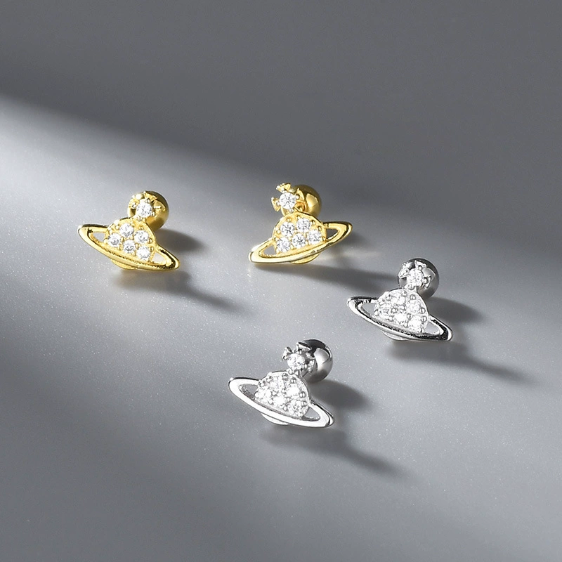 Zirconium, fashionable constructor for sleep, earrings, silver 925 sample, simple and elegant design