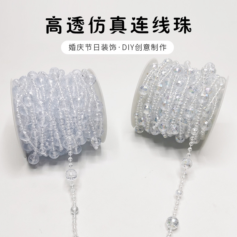 12+7+4mm Imitation Pearl Connected Beads DIY Clothing Pearl Chain Accessories Wedding Road Guide Plastic Crystal Beads String 12+7+4mm Imitation Pearl Connected Beads DIY Clothing Pearl Chain Accessories Wedding Road Guide Plastic Crystal Beads String