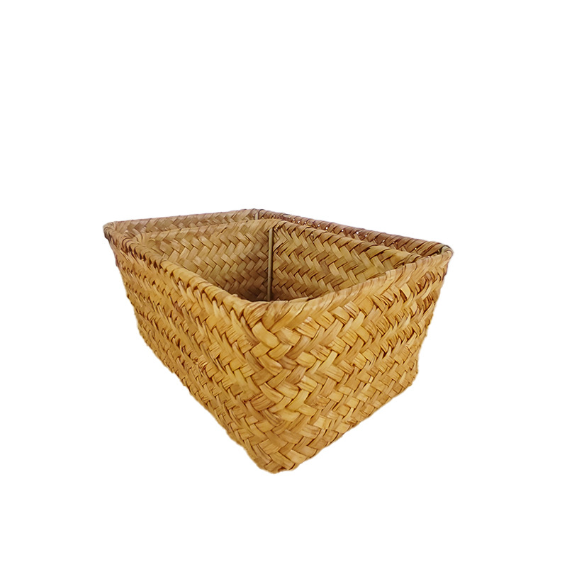 海草収納かご手編み雑物かご長方形短いテーブル整理かごオフィス収納かご卸売り