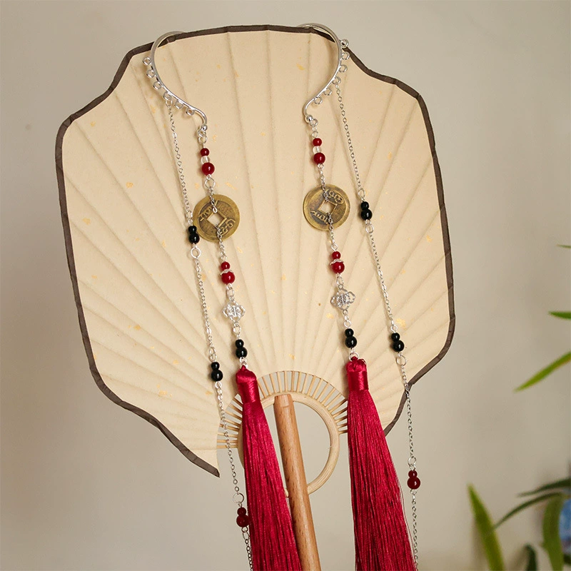 Древний стиль ушных ушей новый китайский стиль без ушей, серьги, длинные кисточки, легированные аксессуары для мужчин и женщин