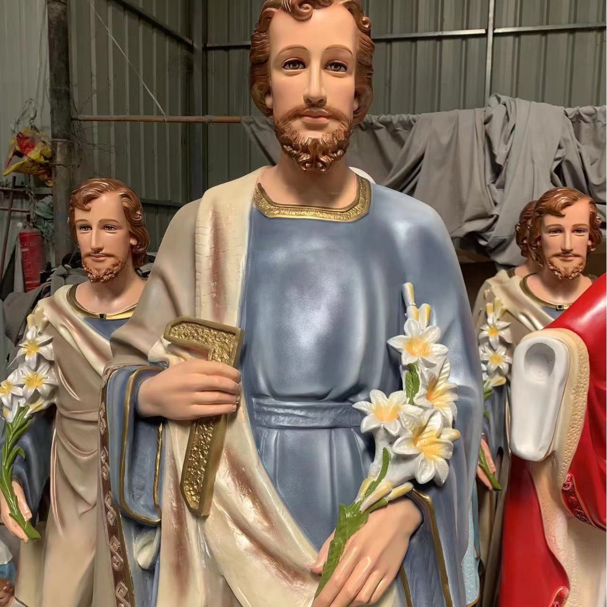 180cm San José Ornamentos Mirando Estatuas de vidrio FRP Decoración de la Iglesia
