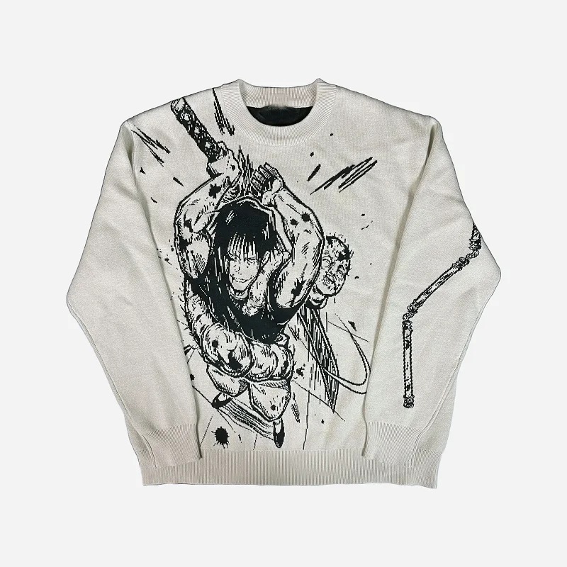 Unisex Knitted Pullover Sweater With Anime Jacquard Pattern_voghion.com