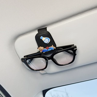 Car Glasses Clip/Bill Clip – New Car-Mounted Glasses Clip, In-Car - blue-dachshund-milk-bottle-black