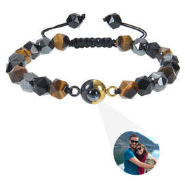 2026新品8mm切面虎眼石照片定 制手链双色投影石图片定 制手链