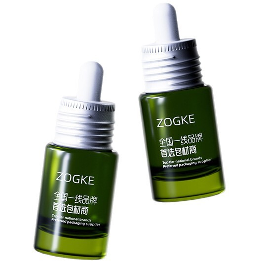 メーカー在庫 10ml 透明グリーンスレッドフラットショルダーボトル エッセンシャルオイルボトル 空ボトル ラバーチップドロッパー 詰め替えボトル ガラスボトル|undefined