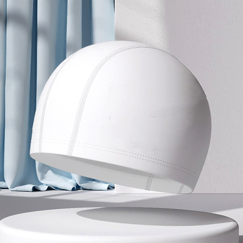 Gorros de natación de PU para hombres y mujeres adultos, personalizables con logotipo, alta elasticidad, cómodos para cabello largo, no aprietan la cabeza, adecuados para estudiantes y niños mayores, gorros de natación impermeables.
