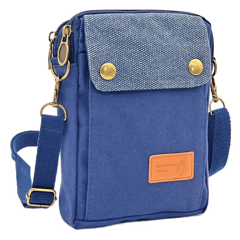 Cross-Border Export of New Women's Canvas 3-Layer Crossbody Phone Bag, Simple Casual Women's Bag, Dropshipping