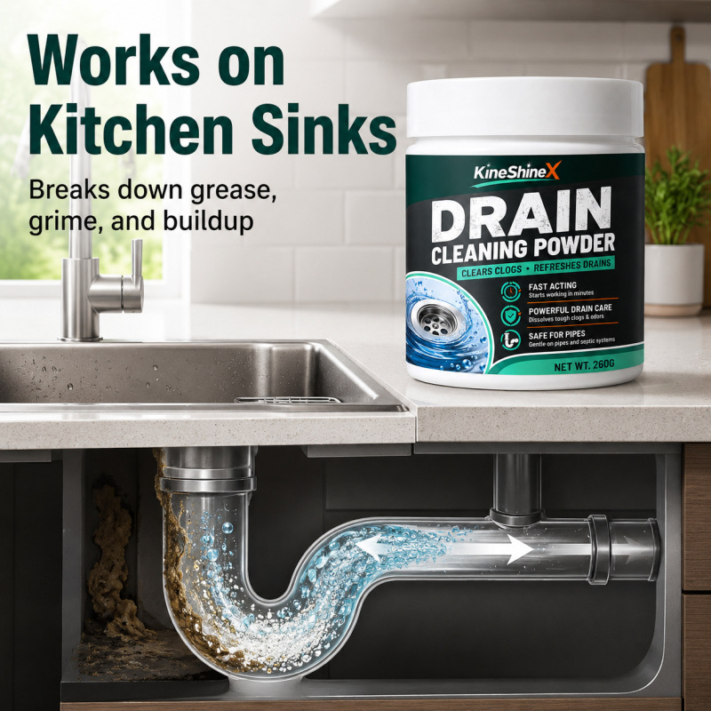 Kineshinex Pipe Unclogging Powder Kitchen Drain Cleaner Floor Drain Toilet Sink Grease Remover Kineshinex Pipe Unclogging Powder Kitchen Drain Cleaner Floor Drain Toilet Sink Grease Remover