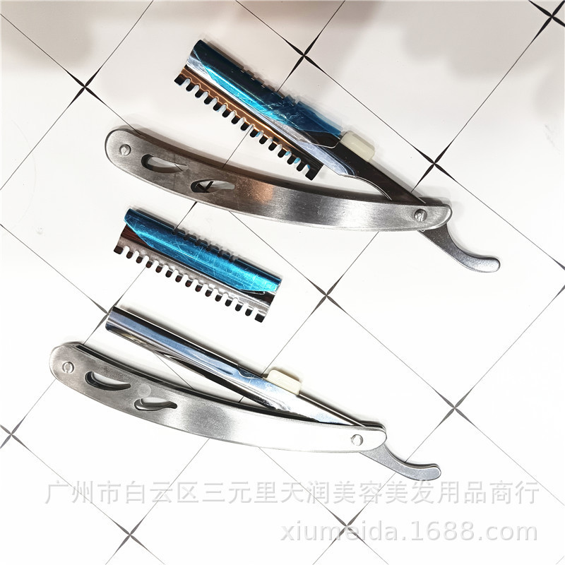 Beauty Metal Razor Holder Hairdressing Tool Razor Old-Fashioned Razor Eyebrow Trimming Folding Knife Holder Cross-Border