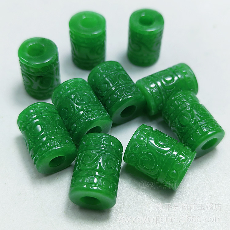 12*15mm dry green jade ruyi barrel beads loose beads wholesale diy jade jewelry accessories jade bracelet necklace accessories