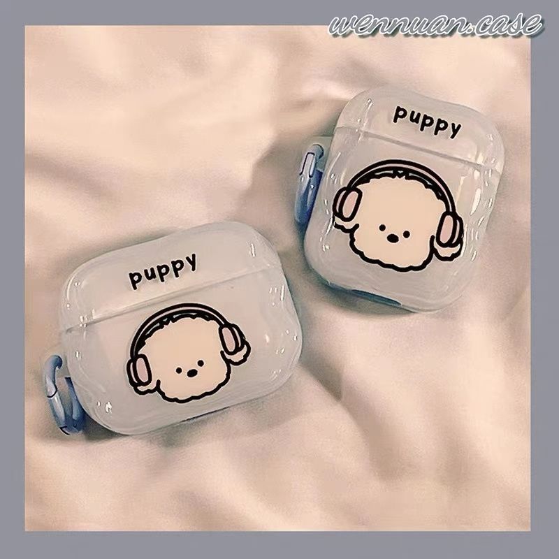 Ins encantador divertido dibujos animados escucha música cachorro para AirPods 4 Apple pro3 auriculares Bluetooth auriculares cubierta