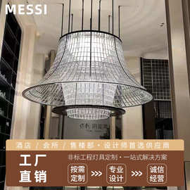 厂家定制钻石水晶玻璃吊灯大型非标灯具楼梯灯后现代别墅装饰灯具