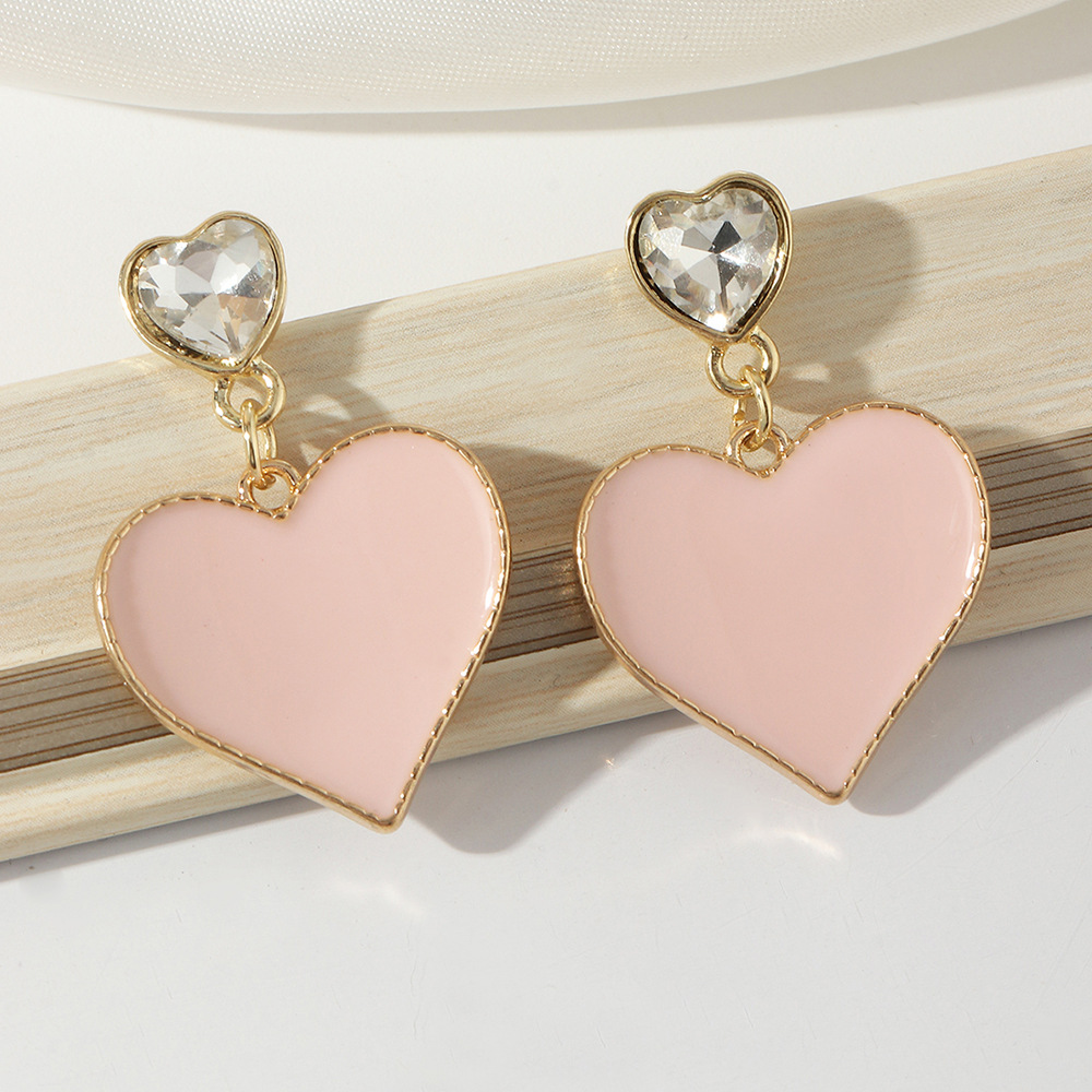 Korean double peach heart earringspicture6
