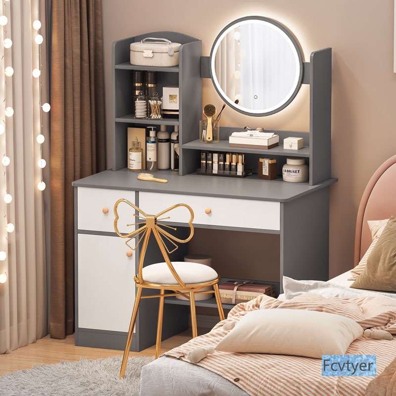 Dressing Table Integrated Cabinet Makeup Table High-End Bedroom Simple Internet Celebrity Small Apartment Simple Makeup Table Vanity Mirror