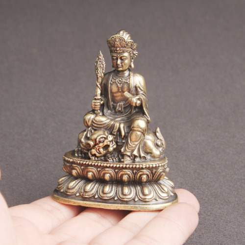 Brass Manjushri Bodhisattva Buddha statue tabletop ornaments copper sculpture religious worship statues handicrafts antiques old copper wholesale