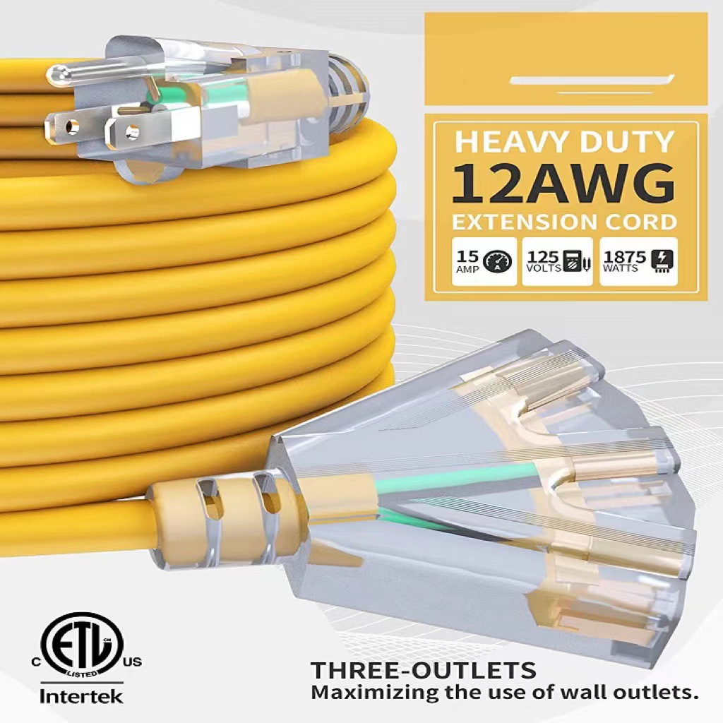 新款美标插排插座插头多用三孔扫把插头电源线地拖美规电源延长线