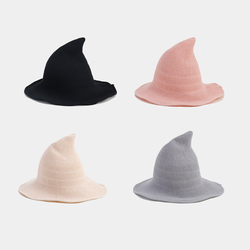 Sombrero de mago moda femenina Halloween decorativo sombrero puntiagudo color sólido casual transpirable sombrero para el sol protección solar sombrero transfronterizo