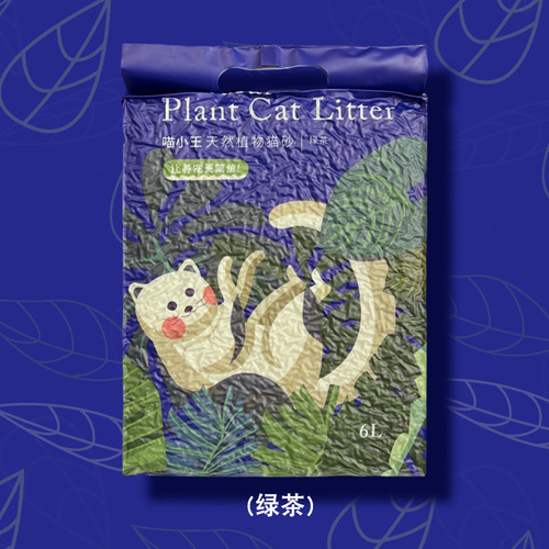 Meow Xiao Wang green tea tofu cat litter 6L natural deodorizing dust-free fast clumping cat litter peach tofu litter