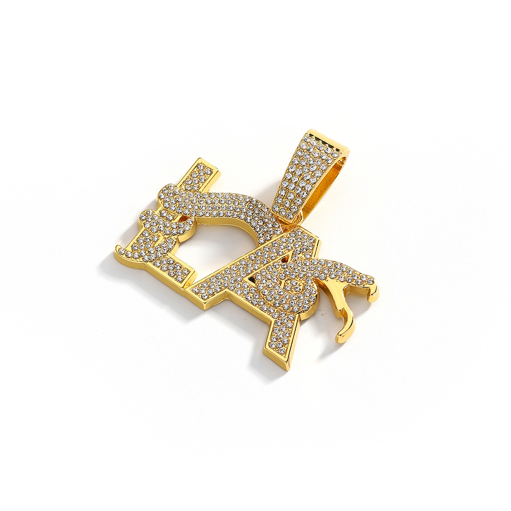 Nuevos productos transfronterizos calientes llenos de letras de diamante LA forma de serpiente personalidad collar logotipo de moda collar de joyas de cadena cubana