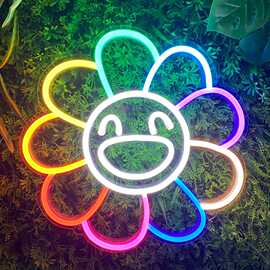 向日葵系列花朵霓虹灯牌家庭创意装饰LED 广告牌霓虹灯5v USB供电