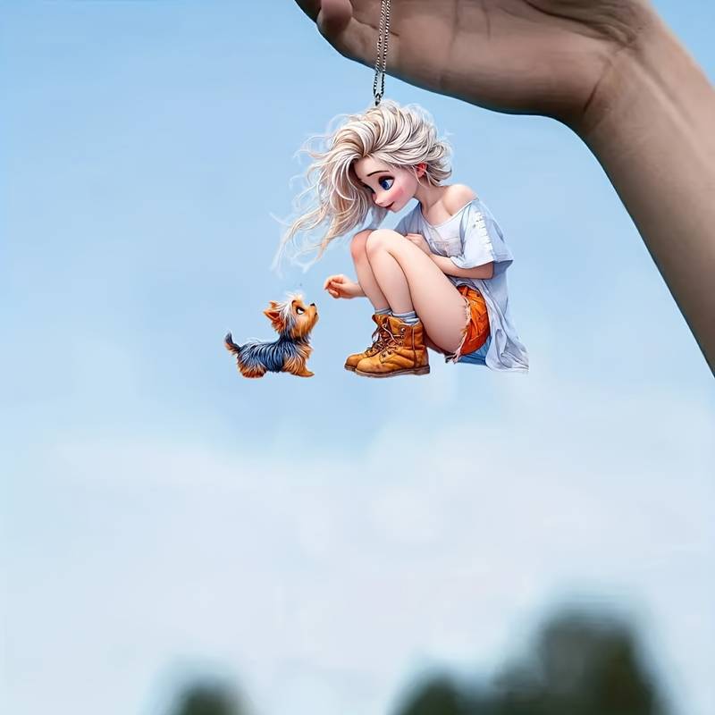 2D nuevos productos personajes de dibujos animados perros colgante acrílico plano transfronterizo decoración interior de automóviles colgantes de regalos de vacaciones