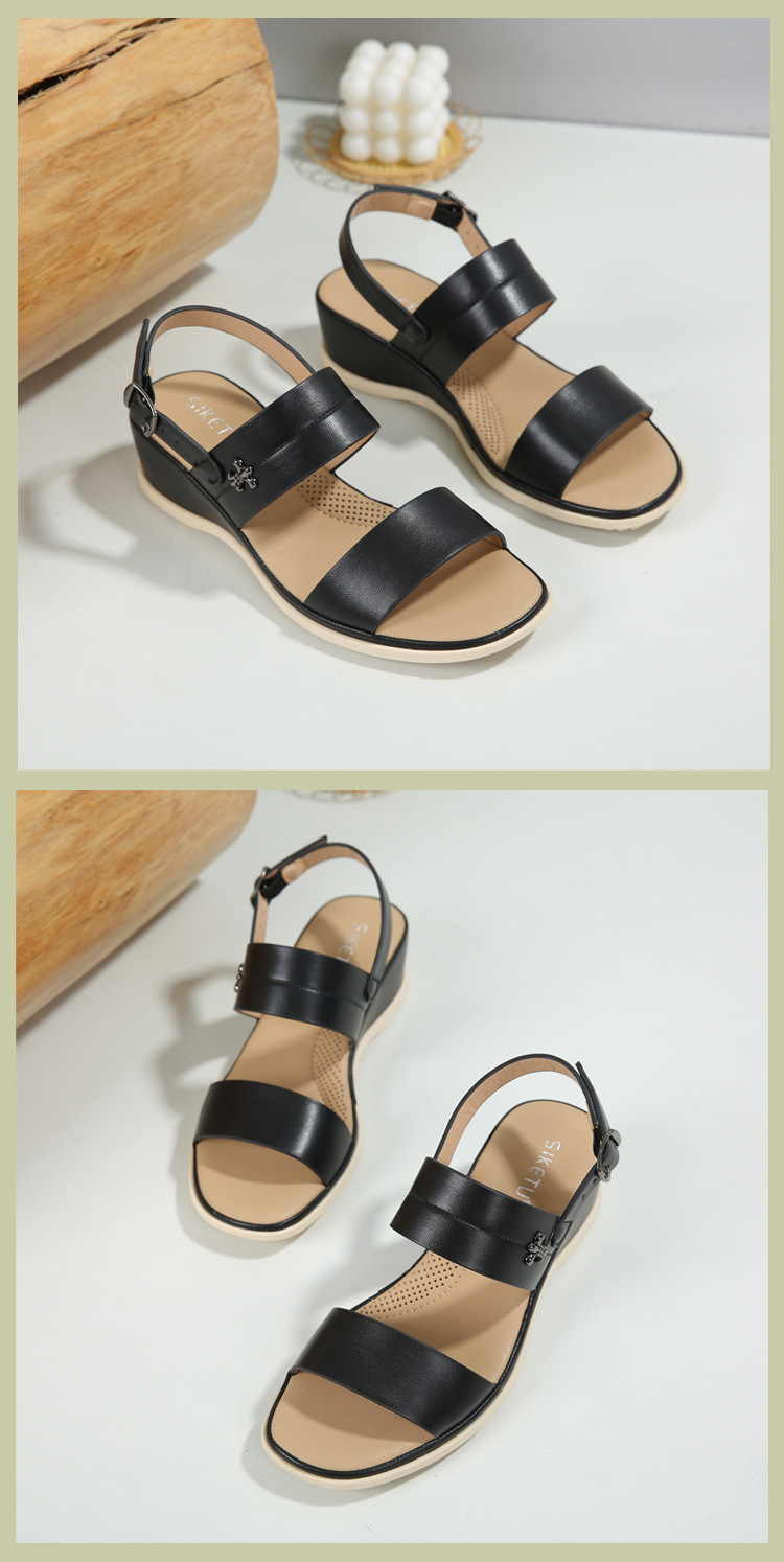 Dép sandal nữ xỏ ngón quai khóa mùa hè đế xuồng — Màu nâu, Màu đen, Màu kaki chi tiết 13